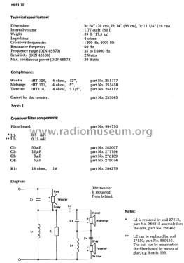 3-Way Speaker System HiFi 15; Tandberg Radio; Oslo (ID = 1889822) Speaker-P