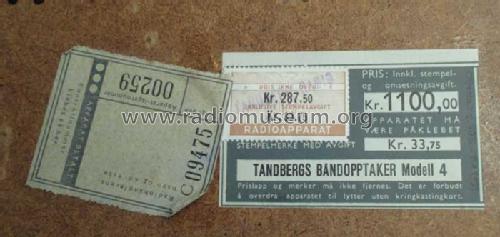 Baandopptaker 4 ; Tandberg Radio; Oslo (ID = 1710763) Sonido-V