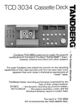 Cassette Deck TCD3034; Tandberg Radio; Oslo (ID = 2520538) R-Player