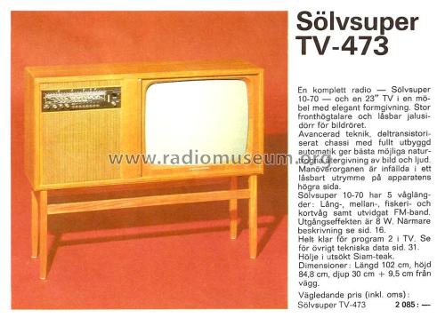 Sølvsuper - Soelvsuper TV-473 Ch= SS10-70; Tandberg Radio; Oslo (ID = 2084956) TV Radio