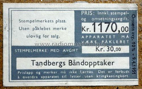 Tape Baandopptaker TB1; Tandberg Radio; Oslo (ID = 1782599) R-Player