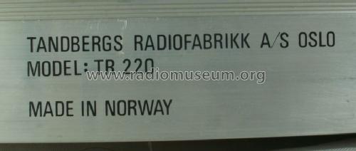 TR220; Tandberg Radio; Oslo (ID = 1406716) Radio