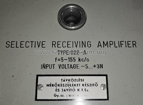 Selective Receiving Amplifier 022-A; Távközlési (ID = 2982733) Equipment