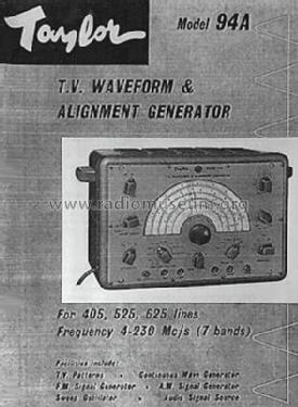 TV Waveform & Alignment Gen. 94A; Taylor Electrical (ID = 670354) Equipment