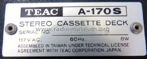 A-170S; TEAC; Tokyo (ID = 2102080) R-Player