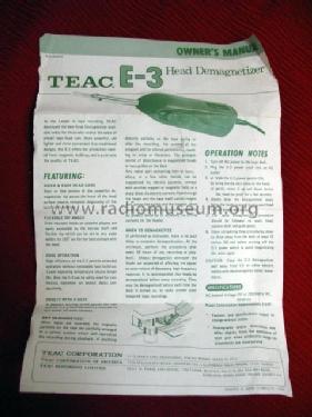 Head Demagnetizer E-3; TEAC; Tokyo (ID = 2223027) Equipment