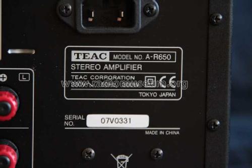 Stereo Amplifier A-R650; TEAC; Tokyo (ID = 1570430) Ampl/Mixer