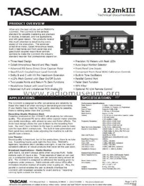 Tascam Stereo Cassette Deck 122 MK III; TEAC; Tokyo (ID = 2580889) R-Player