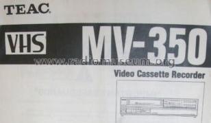 Video Cassette Recorder MV-350; TEAC; Tokyo (ID = 1751084) R-Player