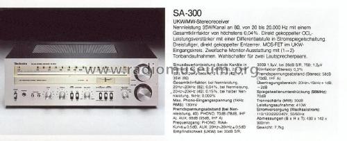 AM/FM Stereo Receiver SA-300; Technics brand (ID = 1790252) Radio