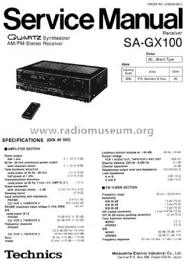 AM/FM Stereo Receiver SA-GX100; Technics brand (ID = 2045770) Radio