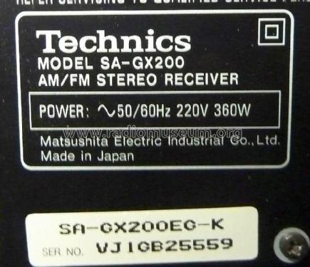 AM/FM Stereo Receiver SA-GX200; Technics brand (ID = 1745413) Radio