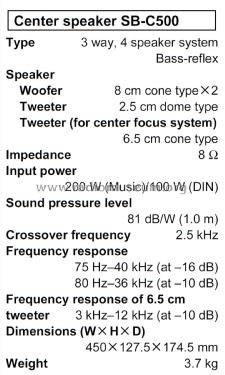 Center Speaker SB-C500; Technics brand (ID = 1911094) Speaker-P