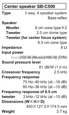 Center Speaker SB-C500; Technics brand (ID = 1911094) Altavoz-Au