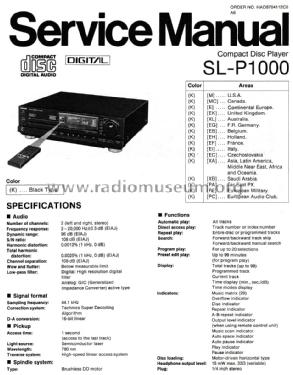 Compact Disc Player SL-P1000; Technics brand (ID = 2040288) Reg-Riprod