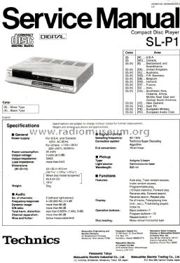 Compact Disc Player SL-P1; Technics brand (ID = 2039362) Reg-Riprod