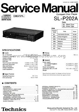 Compact Disc Player SL-P202A; Technics brand (ID = 2039378) R-Player