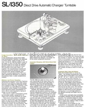 Direct Drive Automatic Changer/Turntable SL-1350; Technics brand (ID = 1629121) Enrég.-R
