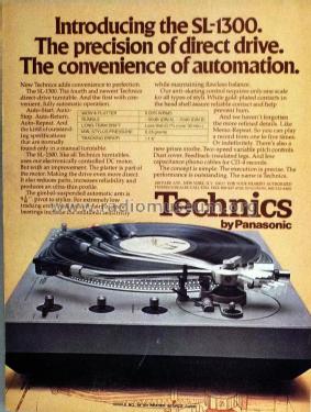 Direct Drive Automatic Player System SL-1300; Technics brand (ID = 2099510) Sonido-V