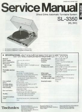 Direct Drive Automatic Turntable System SL-3350; Technics brand (ID = 1603171) R-Player