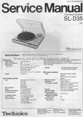 Direct Drive Automatic Turntable SL-D35; Technics brand (ID = 1628499) R-Player