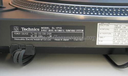 Direct DriveTurntable System SL-1710; Technics brand (ID = 412446) Reg-Riprod