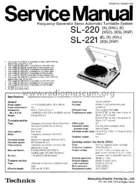 F.G. Belt-Drive Turntable SL-220; Technics brand (ID = 1673111) Enrég.-R