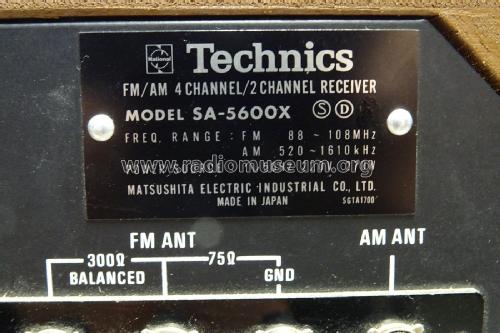 FM/AM 4-Channel / 2-Channel Receiver SA-5600X; Technics brand (ID = 2729885) Radio