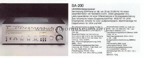 FM/AM Stereo Receiver SA-200; Technics brand (ID = 1790244) Radio