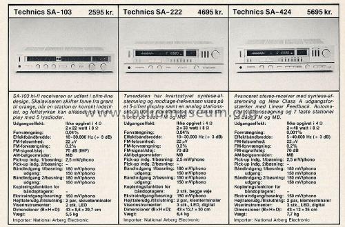 FM/AM Stereo Receiver SA-222; Technics brand (ID = 2803809) Radio