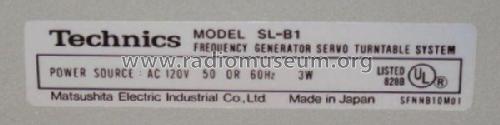 Manual F.G. Belt-Drive Turntable SL-B1; Technics brand (ID = 2092327) Ton-Bild