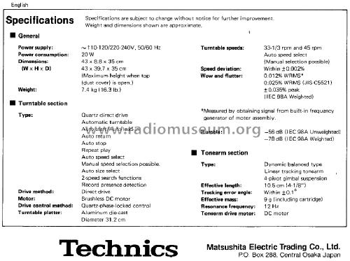 Quartz Direct Drive Automatic Turntable System SL-QL1; Technics brand (ID = 1673141) Ton-Bild