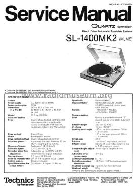 SL-1400MK2; Technics brand (ID = 1629124) R-Player