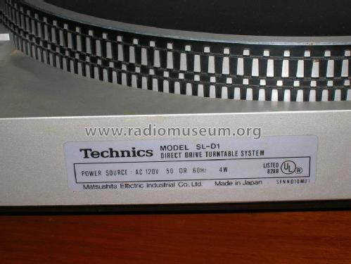 Direct Drive Turntable System SL-D1; Technics brand (ID = 2008925) R-Player