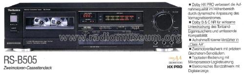 Stereo Cassette Deck RS-B505; Technics brand (ID = 2068746) R-Player