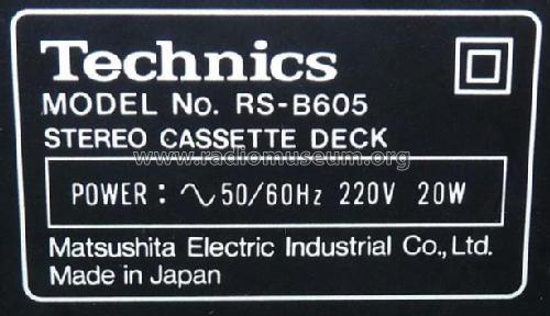 Stereo Cassette Deck RS-B605; Technics brand (ID = 1836098) R-Player