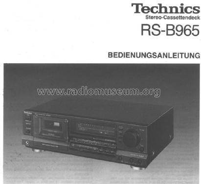 Stereo Cassette Deck RS-B965; Technics brand (ID = 1483677) Ton-Bild