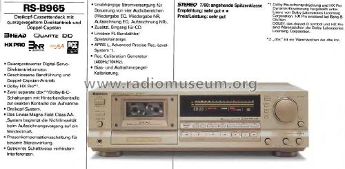 Stereo Cassette Deck RS-B965; Technics brand (ID = 1695461) R-Player
