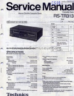 Stereo Double Cassette Deck RS-TR313; Technics brand (ID = 1298013) R-Player