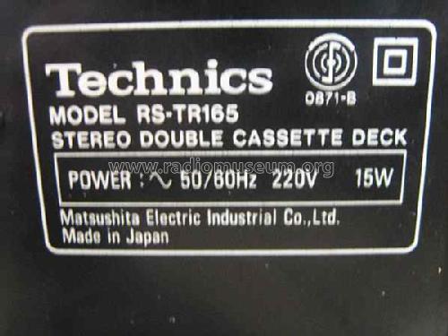 Stereo Double Cassette Deck RS-TR165; Technics brand (ID = 1406486) Ton-Bild