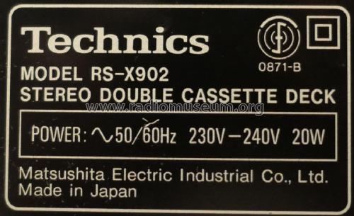 Stereo Double Cassette Deck RS-X902; Technics brand (ID = 2059379) Reg-Riprod