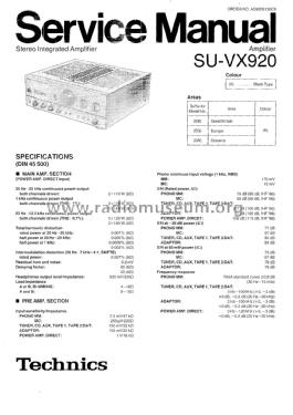 Stereo Integrated Amplifier SU-VX920; Technics brand (ID = 1932551) Verst/Mix