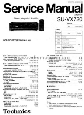 Stereo Integrated Amplifier SU-VX720; Technics brand (ID = 1932558) Ampl/Mixer