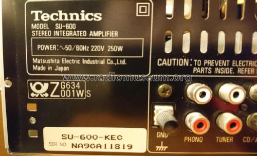 Stereo Integrated Amplifier SU-600; Technics brand (ID = 2709268) Ampl/Mixer
