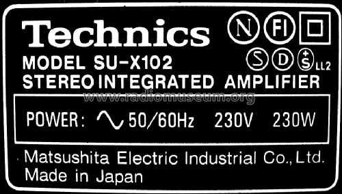 Stereo Integrated Amplifier SU-X102; Technics brand (ID = 2732296) Ampl/Mixer