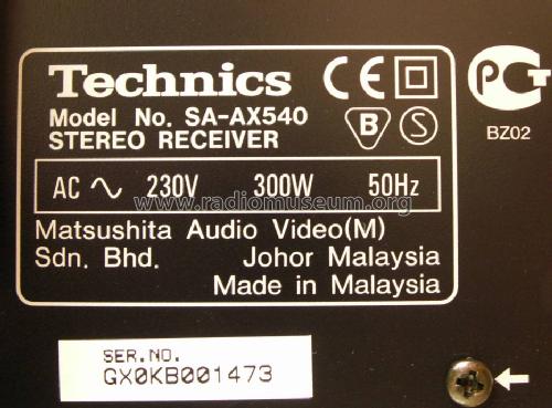 Stereo Receiver SA-AX540; Technics brand (ID = 1522401) Radio