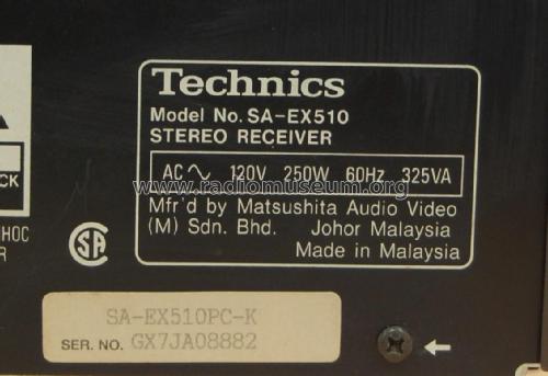 Stereo Receiver SA-EX510; Technics brand (ID = 2713711) Radio