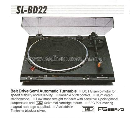 Stereo Turntable SL-BD 22; Technics brand (ID = 1874712) R-Player