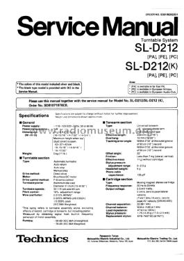 Direct Drive Automatic Turntable System SL-D212; Technics brand (ID = 2815502) Reg-Riprod