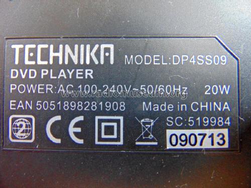 DVD Player DP4SS09; Technika brand of (ID = 2820496) Enrég.-R